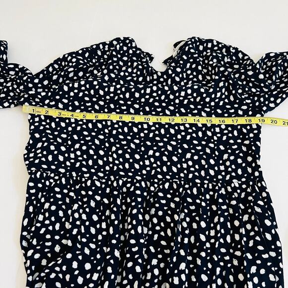 Zara Navy Printed Threw Quarter Sleeve Dress Size L Large - Picture 6 of 8
